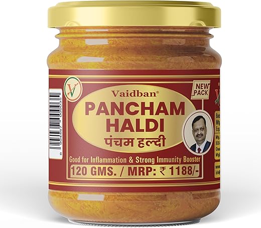 Vaidban Pancham Haldi (Organic Haldi Powder)- Immunity Booster, Anti-Oxidant, Anti-Inflammatory Turmeric Powder (Pack of 1) (120 Gm)